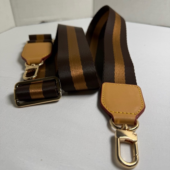 Brown & Tan Adjustable Handcrafted Bag Strap – Gold Hardware - Picture 6 of 6